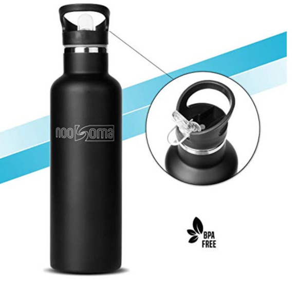 Insulated Black Stainless Steel Water Bottle - Picture 2 of 7